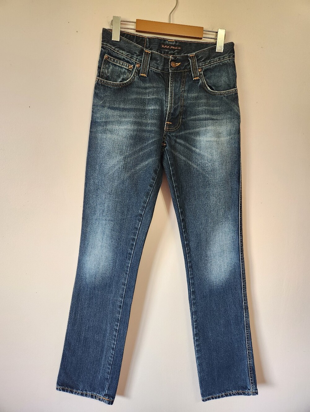 Nudie Jeans Co Slim Jim Org Slubby Rain Straight Leg Denim Jeans Mens 29x34